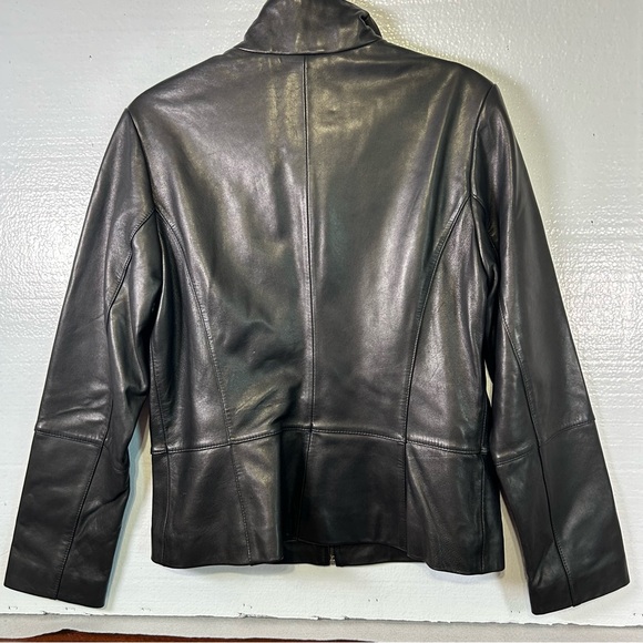 Lambskin Black Leather Jacket‎ with Stand Up Collar Women’s Size Medium - Picture 2 of 14